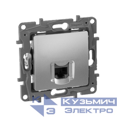 Розетка компьютерная СП Etika RJ45 кат.6 UTP алюм. IEK 672453