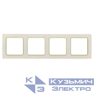Рамка 4-м Стокгольм бел. с линией цвета зел. PROxima EKF EAM-G-303-10