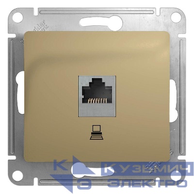 Розетка компьютерная 1-м СП Glossa RJ45 кат.5E механизм титан SE GSL000481K