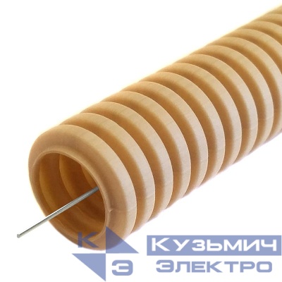 Труба гофрированная ПП легкая d25мм с протяжкой 350 Н негорючая (НГ) стойкая к УФ сосна (уп.50м) Промрукав PR02.01191