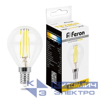 Лампа светодиодная LB-515 15Вт прозрачная 2700К E14 230В FERON 38249
