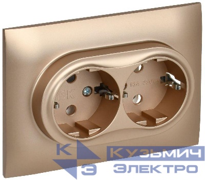 Розетка 2-м SKANDY 16А с заземл. без защ. шторок в сборе SK-R08Sa песочн. IEK SK-R21-16-K98-F