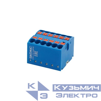 Блок распределительный зажим push-in 12 точек подключения 2.5кв.мм син. DKC DTP1-012-04SPUB