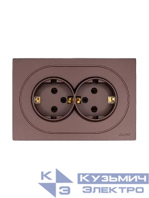 Розетка 2-м СП OSEN с заземл. ПБТ механизм шоколад LEZARD 743-7300-127B