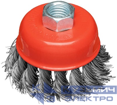 Корщетка-чашка гайка М14 стальная витая проволока 65мм блистер КУРС 39096