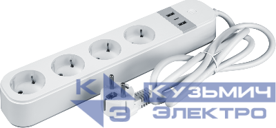 Удлинитель 4х1.5м 16А Smart Home с заземл. 2хUSB с управлением по WI-FI бел. NAVIGATOR 95132