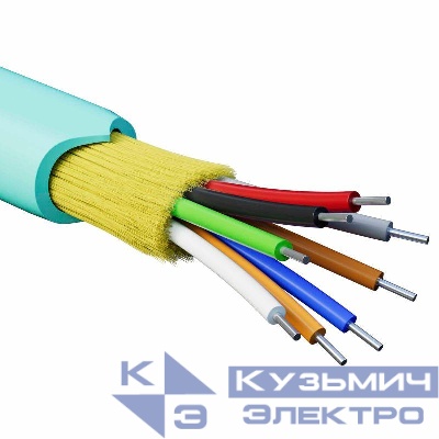 Кабель волоконно-оптический распределительный арамидные упрочняющие нити для внутренней прокладки нг(А)-HF 8 ОВ категория OM3(G.651.1) плотный буфер 0.4кН барабан 500м DKC RNDT3C8AQ01-E