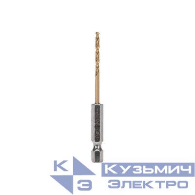 Сверло по металлу 2.5мм Р6М5 ТИТАН шестигранный хвостовик DIN 338 (уп.1шт) Kranz KR-91-5501