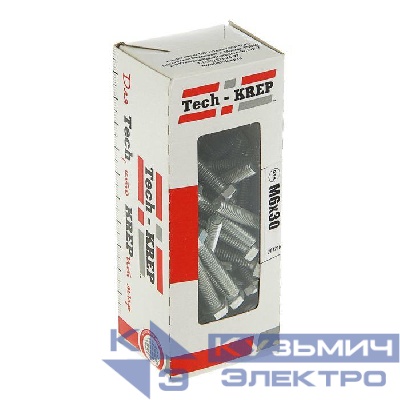 Болт с шестигранной головкой М6х30 DIN 933 оцинк. (уп.60шт) Tech-Krep/Zitar 105203
