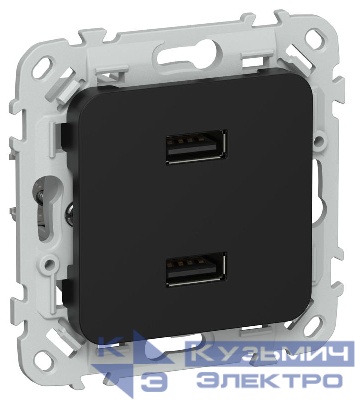 Розетка USB СП FLITE РЮ-2-ФлЧ AA 2.1А механизм черн. IEK FI-U21-D31-K02