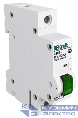 Лампа сигнальная ЛС-101 на DIN-рейку 1p зел. LED DEKraft 18004DEK