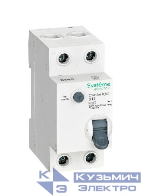 Выключатель автоматический диф. тока (АВДТ) 1P+N С 16А 6кА 30мА тип-AС 230В City9 Set SE C9D36616