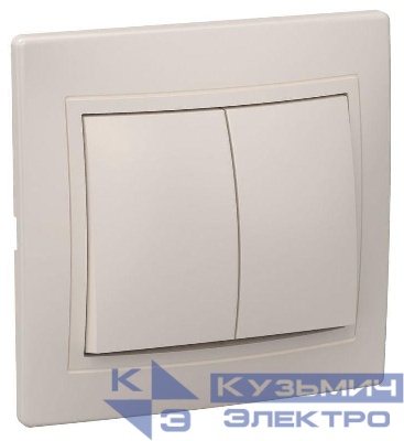 Выключатель 2-кл. СП Кварта 10А IP20 ВС10-2-0-ККм крем. GENERICA EVK20-K33-10-DM
