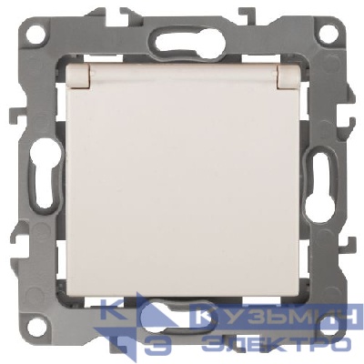 Розетка 1-м СП Эра12 12-2103-02 16А IP20 16AX 250В 2P+E Schuko защ. шторки с крышкой механизм сл. кость Эра Б0014694