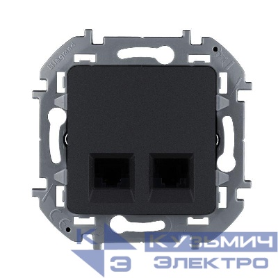 Розетка компьютерная 2-м Inspiria RJ45 кат.5E UTP антрацит Leg 673838