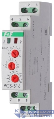 Реле времени PCS-516 8А 230В 1перекл. IP20 многофункц. вход: START/RESET монтаж на DIN-рейке (аналог РВО-1М) F&F EA02.001.013