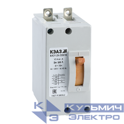 Выключатель автоматический 2п 50А 12Iн 10кА ВА21-29-220010 У3 400В AC КЭАЗ 101703