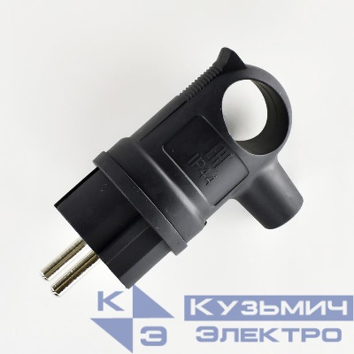 Вилка 16А 2P+PE 220-240В IP44 с ручкой каучук LEZARD 106-0400-0109/109