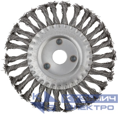 Корщетка дисковая прямая d посадочный 22.2мм стальная витая проволока 180мм КУРС 39032