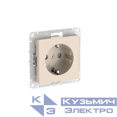 Розетка AtlasDesign 16А с заземл. защ. шторки быстрозажим. клем. механизм беж. SE ATN000245S