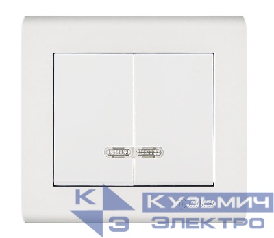 Выключатель 2-кл. Manolya с подсветкой бел. Makel 41001023