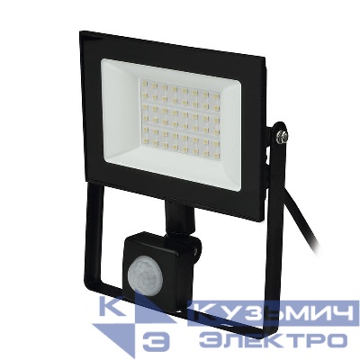 Прожектор светодиодный ULF-F62-50W/6500K SENSOR IP54 200-240В BLACK с датчиком движения и освещенности 6500К черн.Uniel UL-00007126