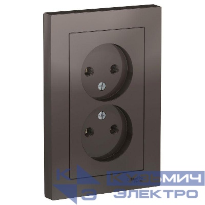 Розетка 2-м СП AtlasDesign 16А IP20 без заземл. в сборе мокко SE ATN000620