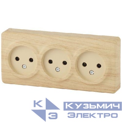 Розетка 3-м ОП Эра Эксперт 11-2207-11 16А IP20 250В 3х2P сосна Эра Б0020699