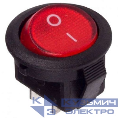 Выключатель клавишный круглый 250В 3А (2с) ON-OFF Micro RWB-105 SC-214 красн. Rexant 36-2511