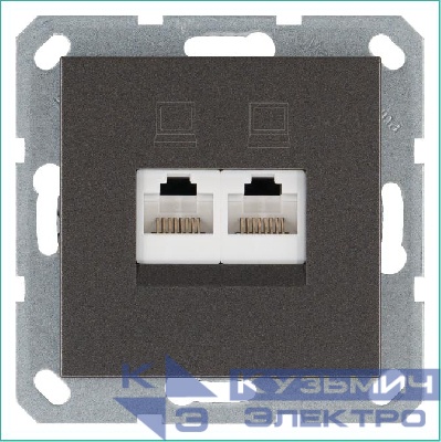 Розетка компьютерная 2-м RJ45 IP20 кат. 6 механизм мокко Jasmart G6108Z