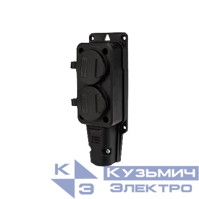 Розетка штепсельная двухместная влагозащ. с/з 16А IP54 каучук Rexant 111-112