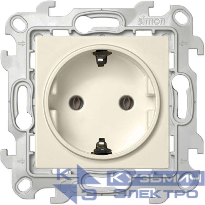 Розетка 1-м СП Simon 24 16А IP20 2P+E Schuko без защ. шторок механизм сл. кость Simon 2450434-031