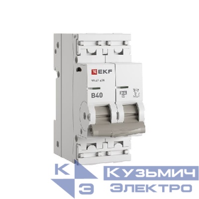 Выключатель автоматический 2п B 40А 4.5кА ВА 47-63N PROxima EKF M634240B