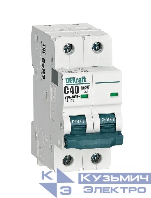 Выключатель автоматический модульный 2п C 40А 10кА ВА-105 DEKraft 13169DEK