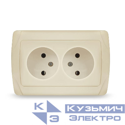 Розетка 2-м СП Маргарита 16А IP20 без заземл. сл.кость (ivory) UNIVersal М0102-I