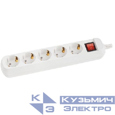 Колодка 5-м KX-5es с заземл. с выкл. бел. Эра Б0071873
