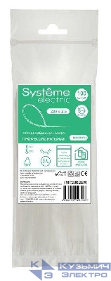 Стяжка кабельная 200х2.5 бел. (уп.100шт) SE IMT20025W