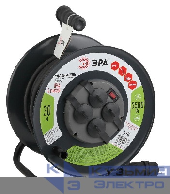 Удлинитель на метал. катушке 4х30м с заземл. 16А IP44 RMx-4es-3х2.5-30m-IP44(KG) КГ 3х2.5 Эра Б0043058