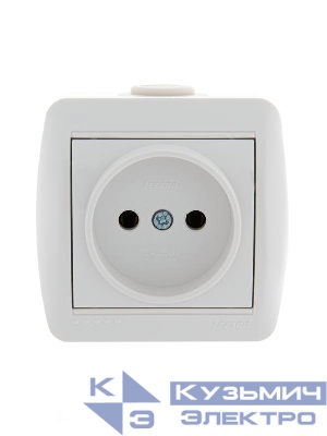Розетка 1-м ОП Nata 16А IP20 без заземл. керамика бел. LEZARD 710-0200-121