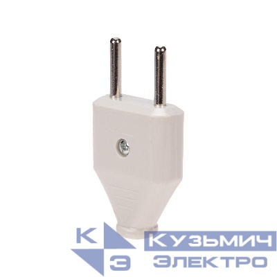 Вилка прямая 6А плоская без заземл. бел. Rexant 11-8946