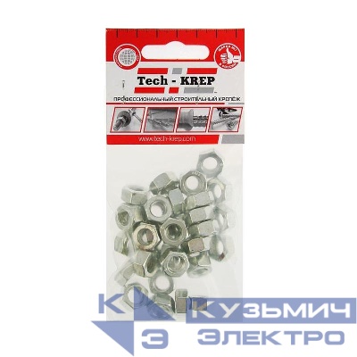 Гайка шестигранная М8 DIN934 цинк. (пакет) (уп.35шт) Tech-Krep/Zitar 103026