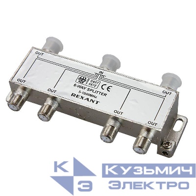 Делитель ТВ "краб" х6 под F разъем 5-1000 МГц Rexant 05-6004