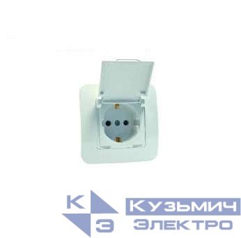 Розетка 1-м СП Lillium N 10А с заземл. с крышкой бакелит бел. Makel 55029