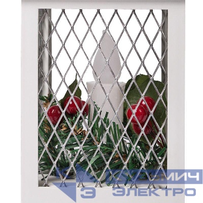 Фонарь декоративный 10.5х10.5х24см тепл. бел. со свечкой корпус бел. Neon-Night 513-042