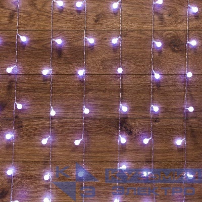 Гирлянда светодиодная "Светодиодный Дождь" 1.5х1.5м 144LED бел. 12Вт 230В IP20 с насадками шарики свечение с динамикой провод прозр. Neon-Night 235-045
