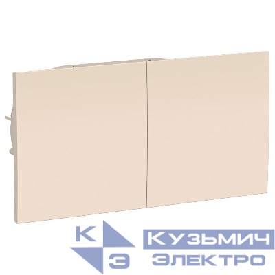 Розетка 2-м СП AtlasDesign 16А IP20 с заземл. защ. шторки со сдвижн. крышкой в сборе беж. SE ATN000228