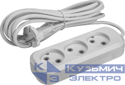 Удлинитель 3х5м без заземл. 10А IP20 90509 OPE-S-03-500-X-2х1 ОНЛАЙТ 90509