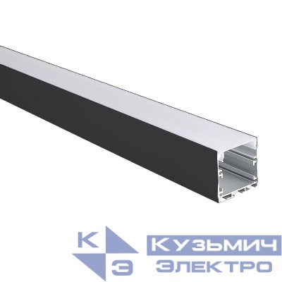 Профиль накладной PAL 3535-BLACK (комплект 2м 2глухих заглушки рассеиватель матов. 4клипсы крепежных) 2м анод. Pro JazzWay 5059054