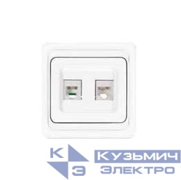 Розетка компьютерная + телефонная 2-м СП Валери бел. UNIVersal В0135