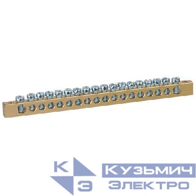 Шина NO-122-08 PEN земля-ноль 6х9мм 18/2 латунная с креплениями по краям Эра Б0047222